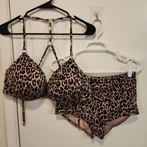 Victoria's Secret Leopard Print Push Up Bikini Set 36DD/MEDIUM